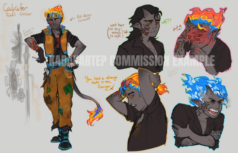 Ref Sheet (rendered + flat color expressions)